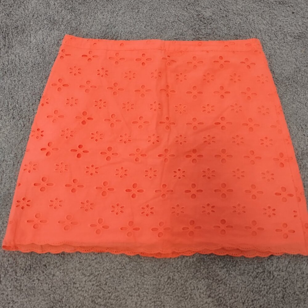 Bright Corral Eyelet Skirt